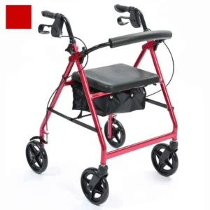 Days 4 wheel Rollator with seat Adjustable Height Red